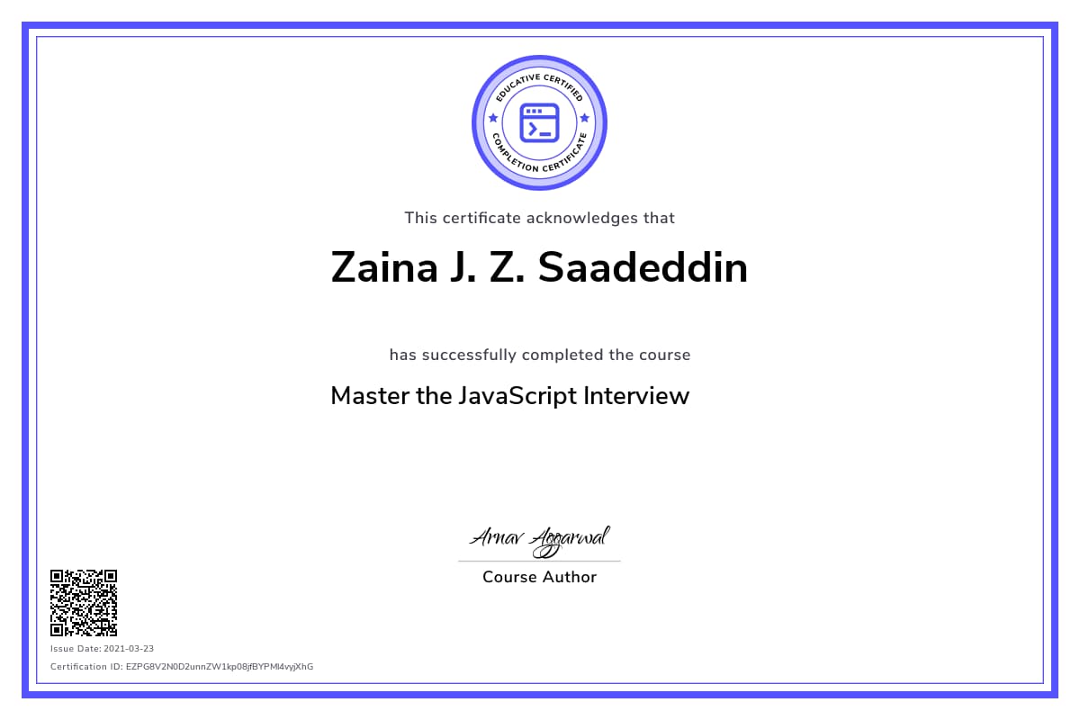 Personalized Path Certificate