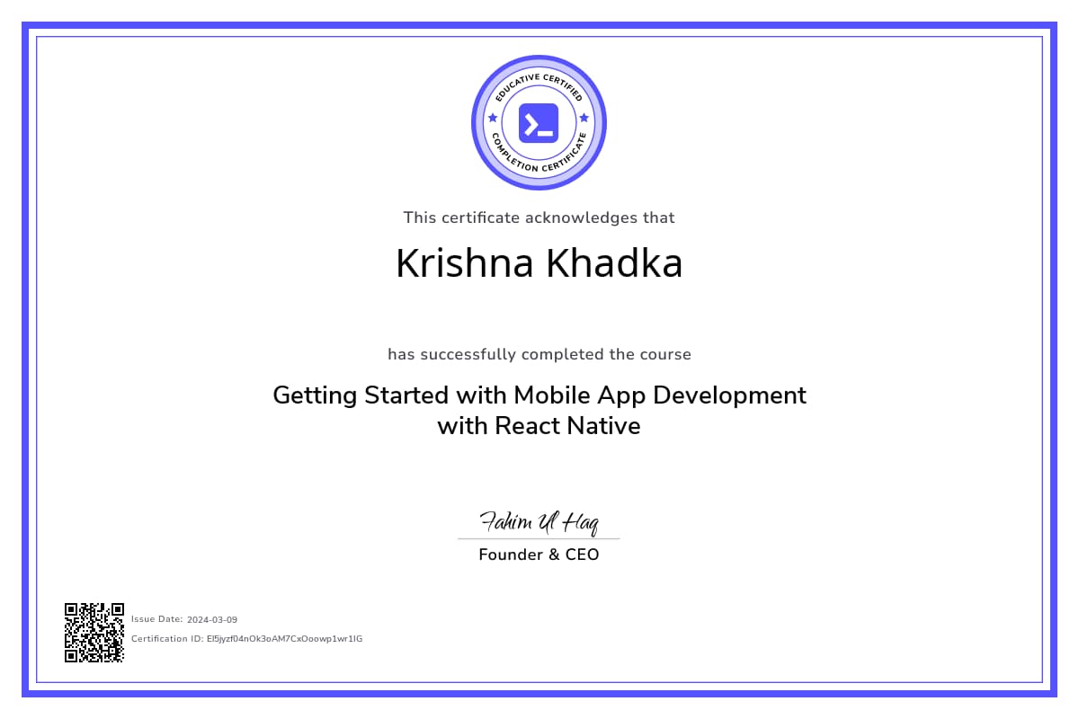 Course Certificate