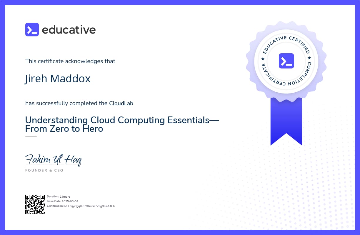 Cloud Lab Certificate