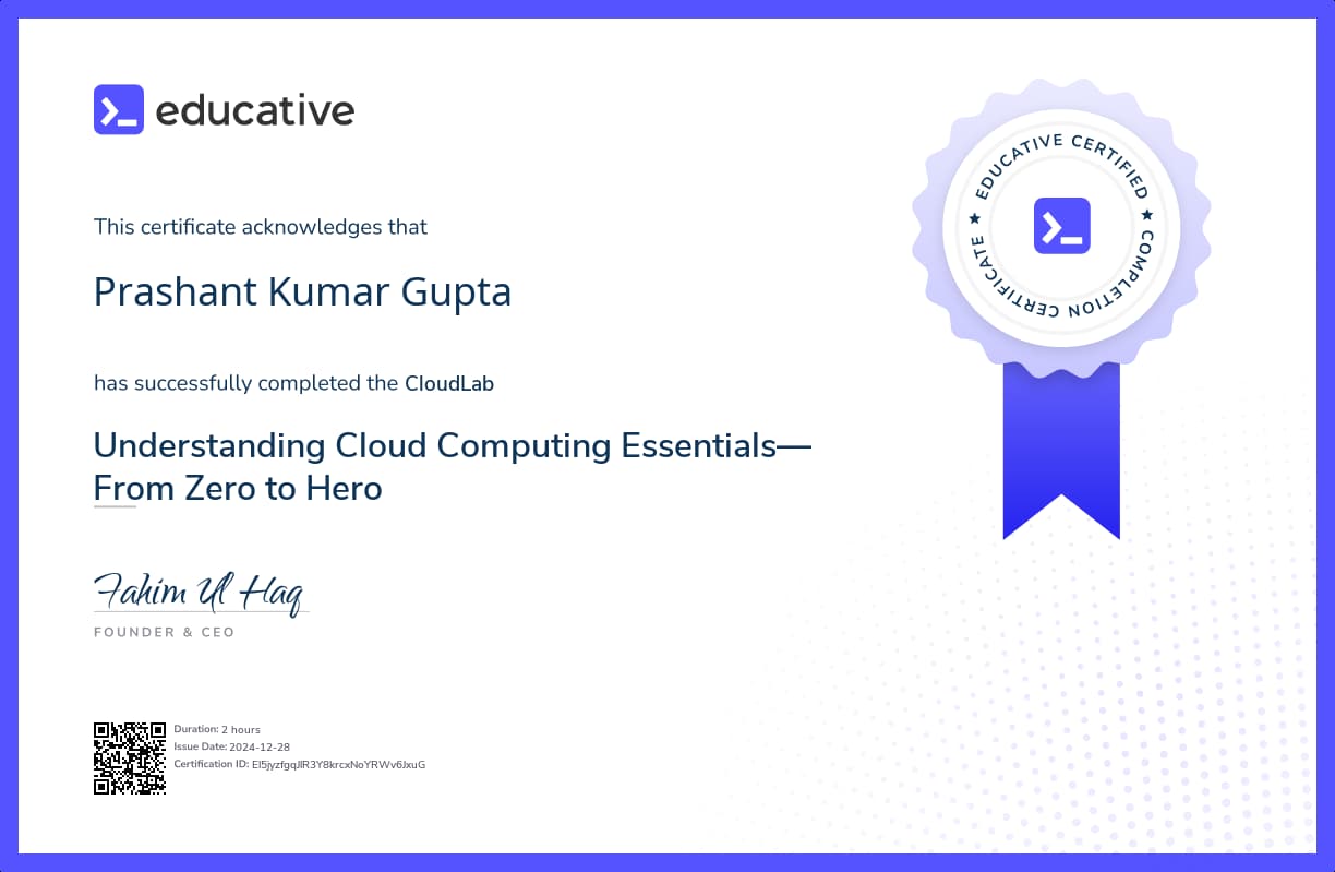 Cloud Lab Certificate