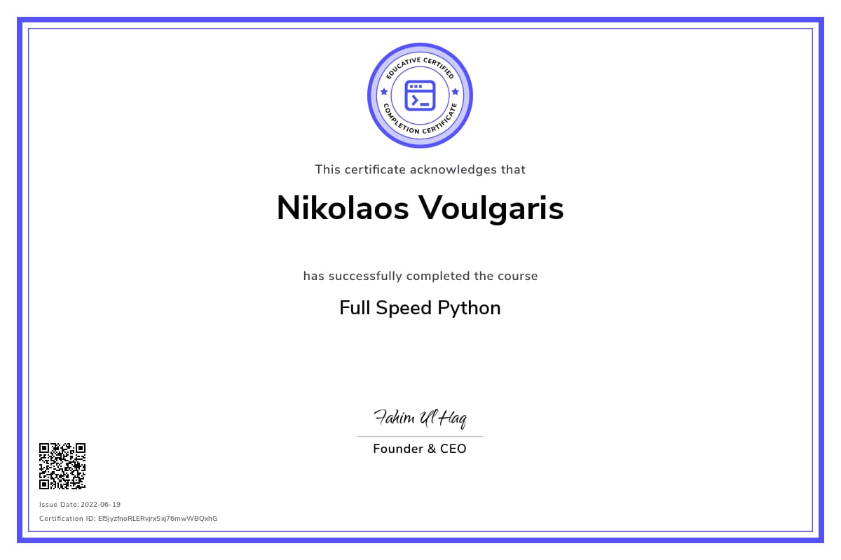 Personalized Path Certificate