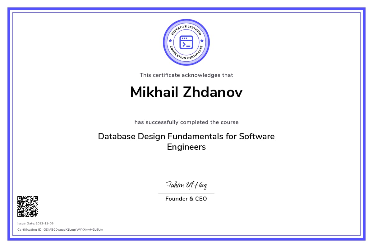 Personalized Path Certificate