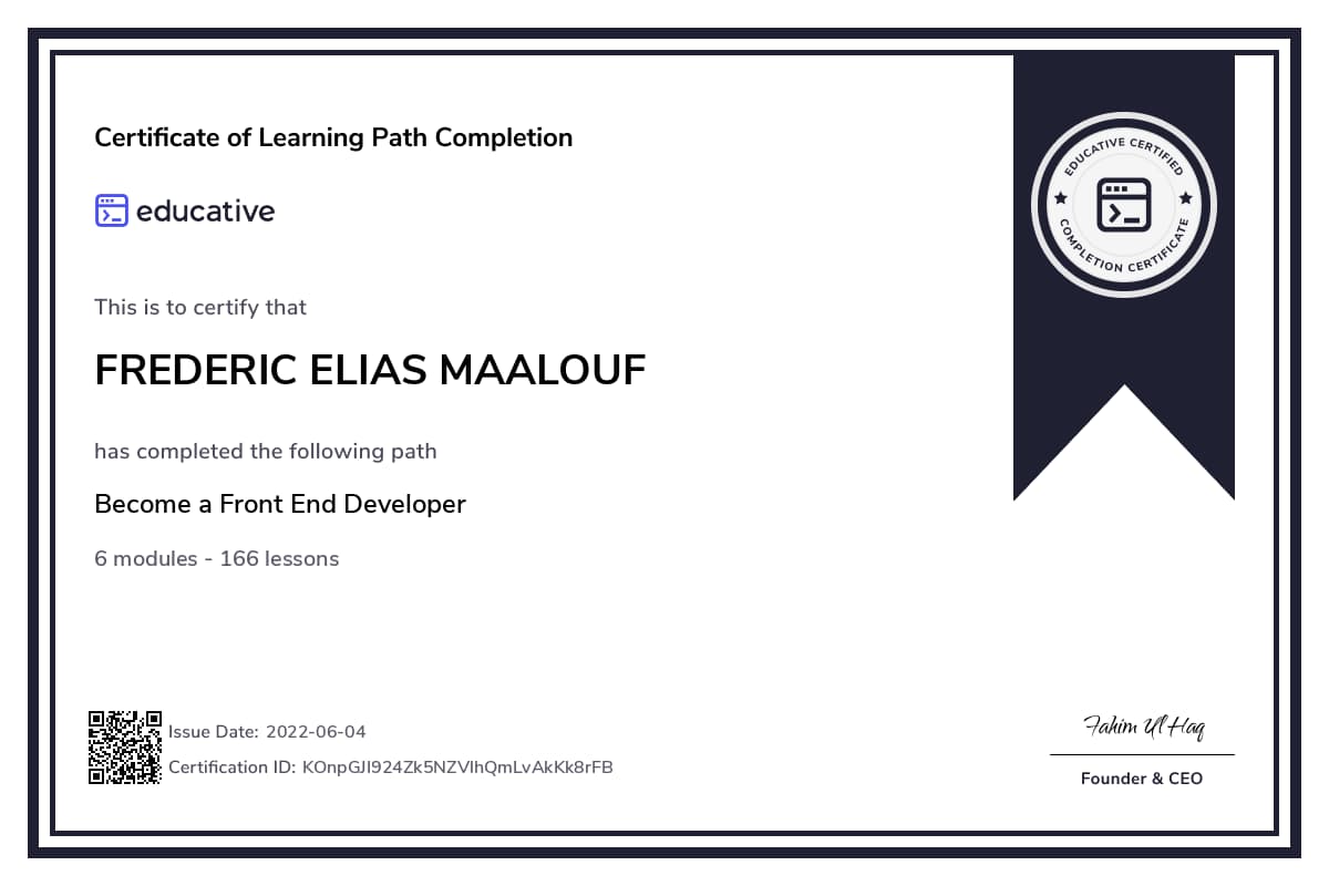 Personalized Path Certificate