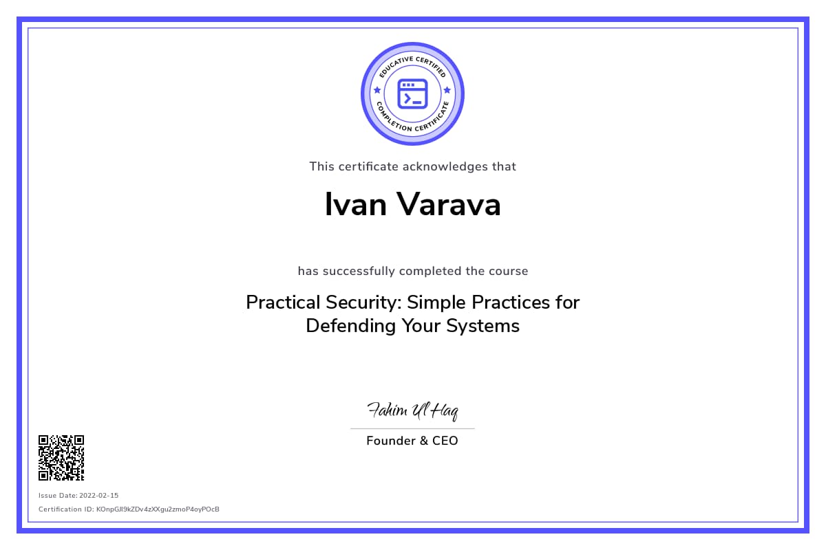 Personalized Path Certificate