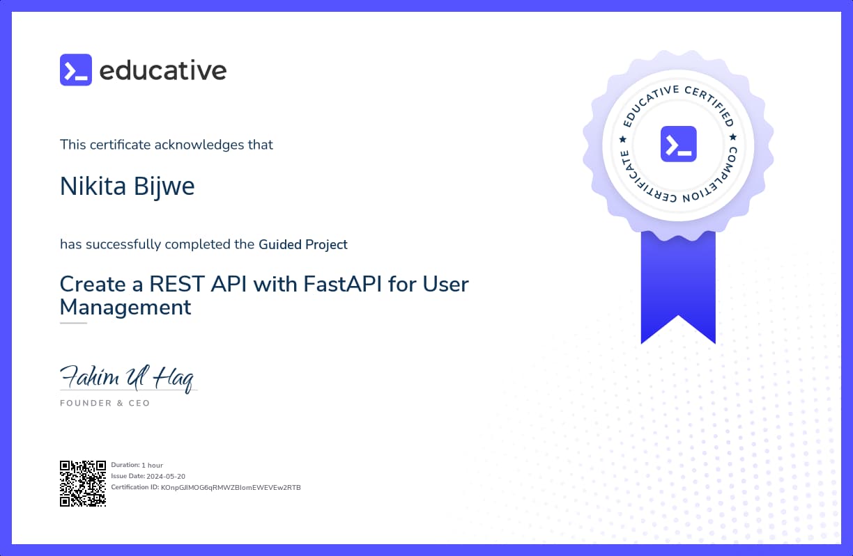 Project Certificate