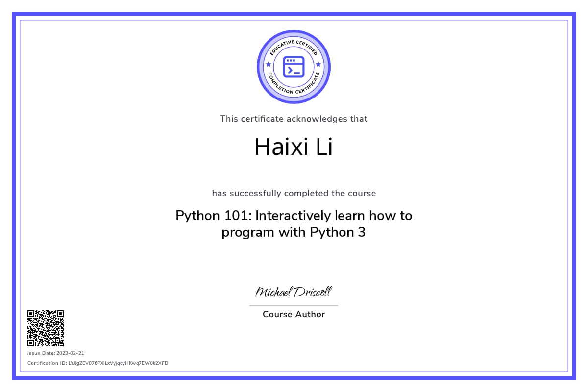 Course Certificate