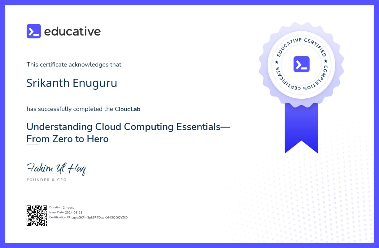 Cloud Lab Certificate