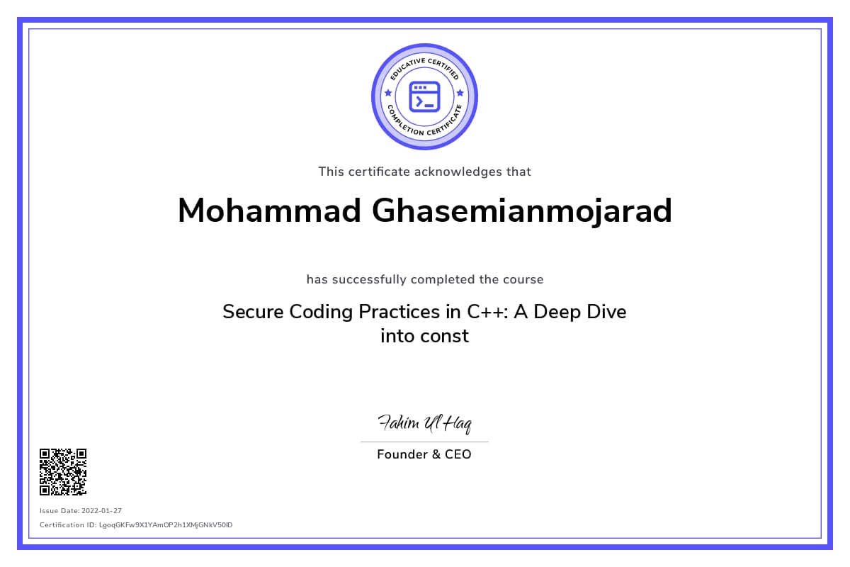 Personalized Path Certificate