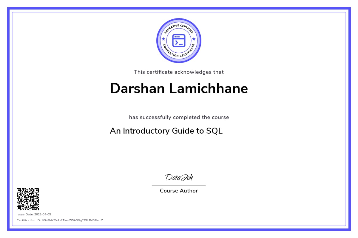 Personalized Path Certificate