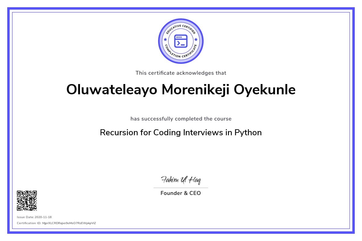 Personalized Path Certificate
