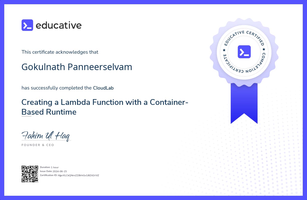 Cloud Lab Certificate
