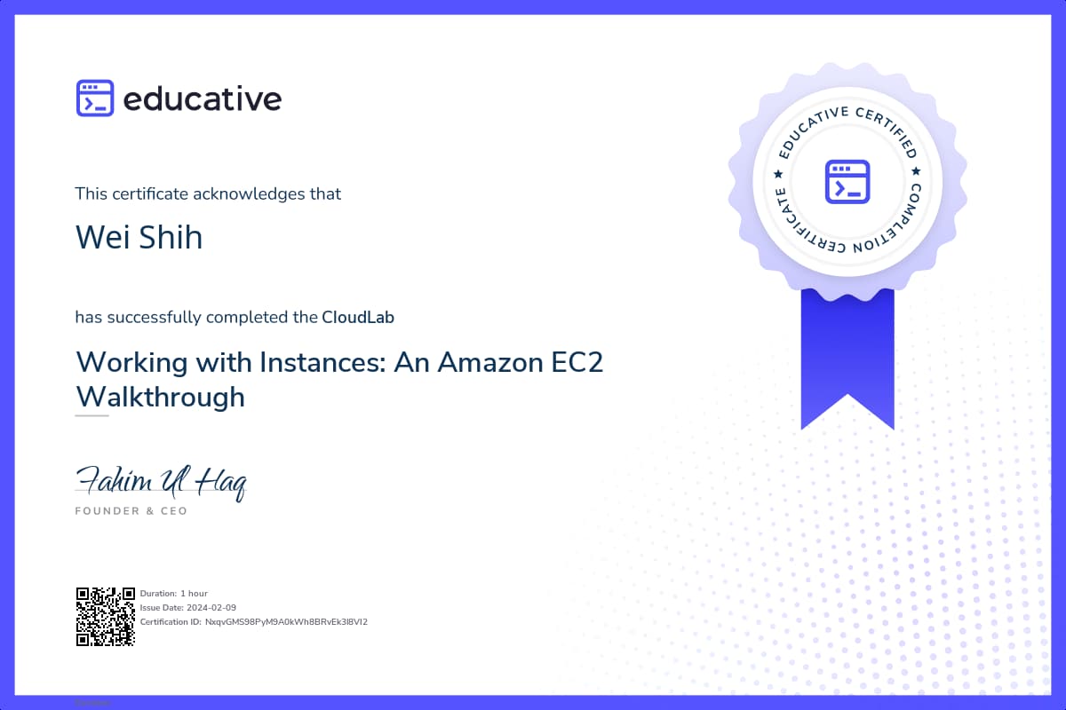 Cloud Lab Certificate