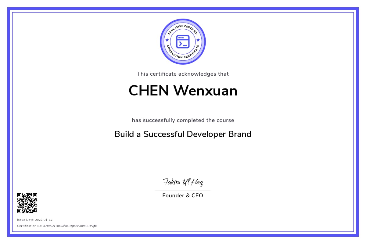 Personalized Path Certificate
