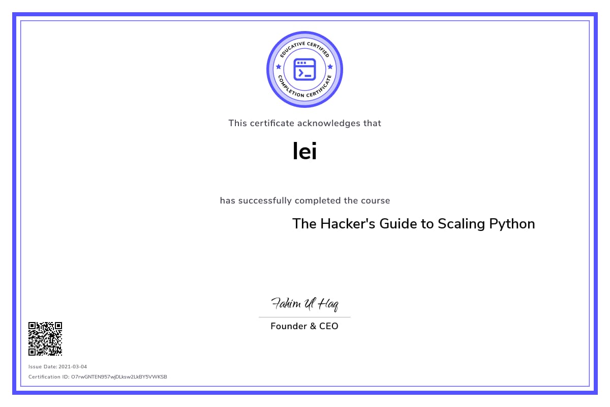 Personalized Path Certificate