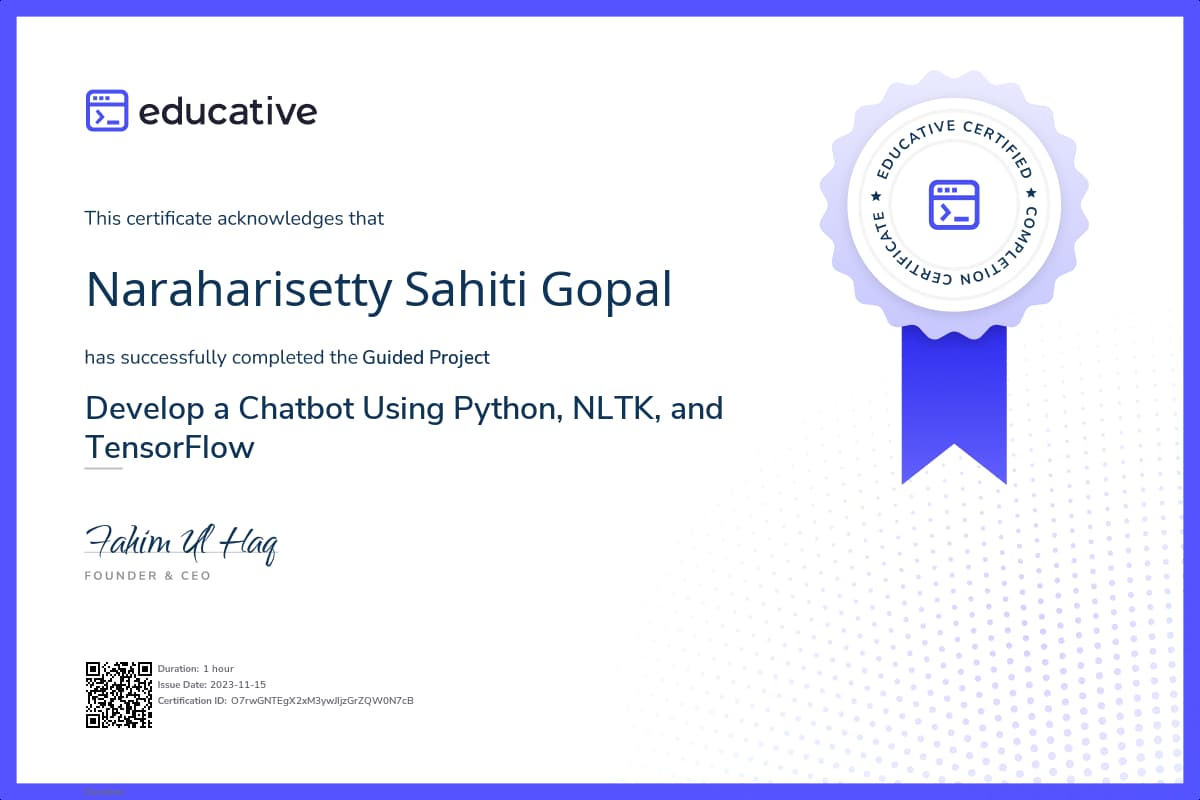 Project Certificate