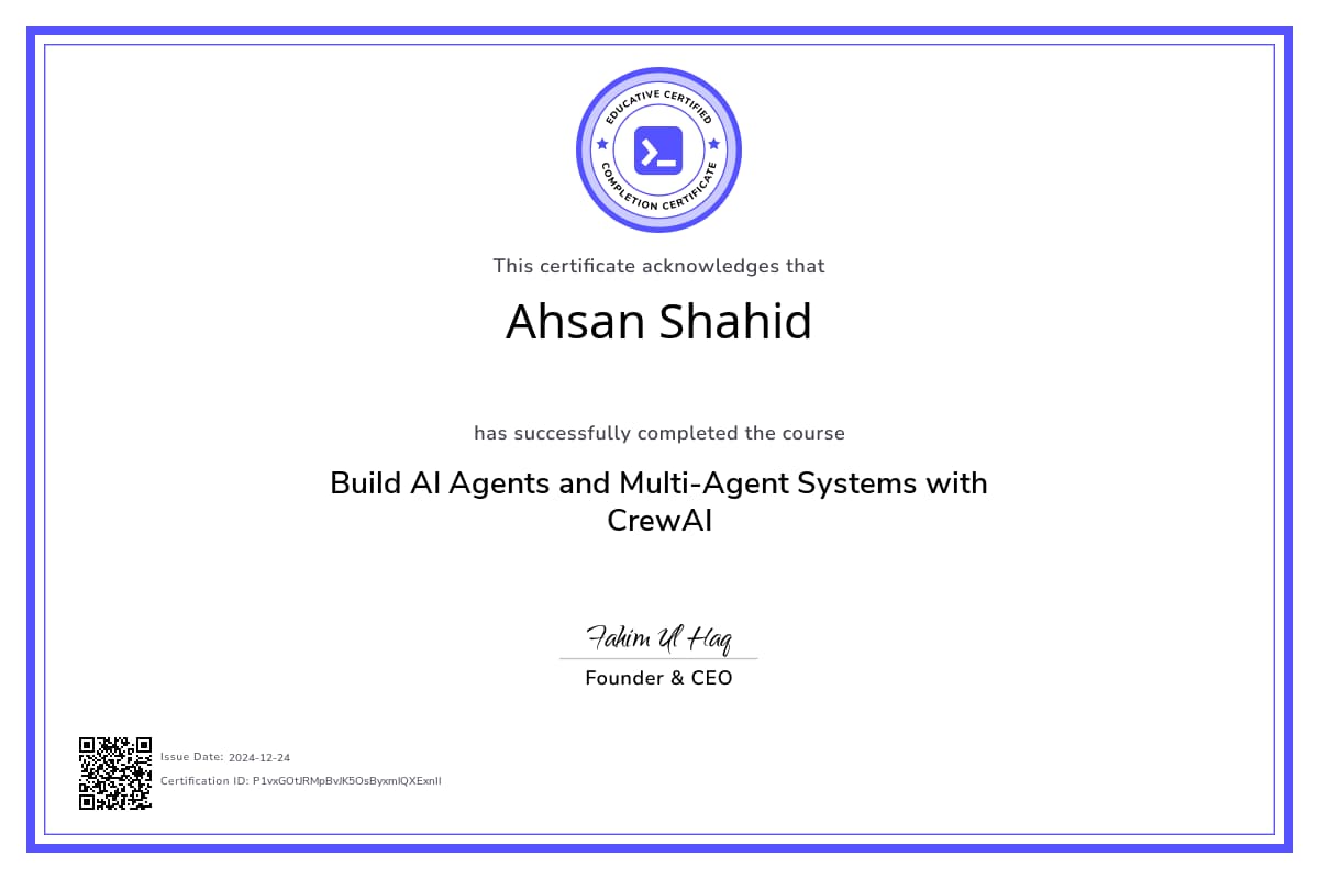 Course Certificate