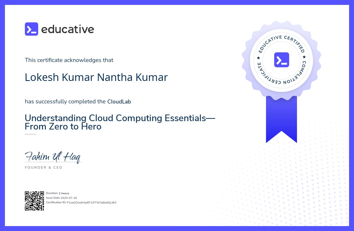 Cloud Lab Certificate