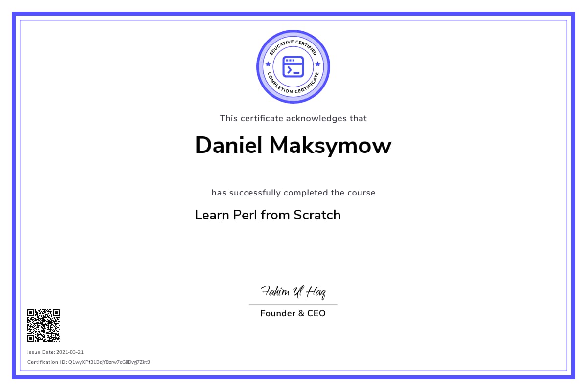 Personalized Path Certificate