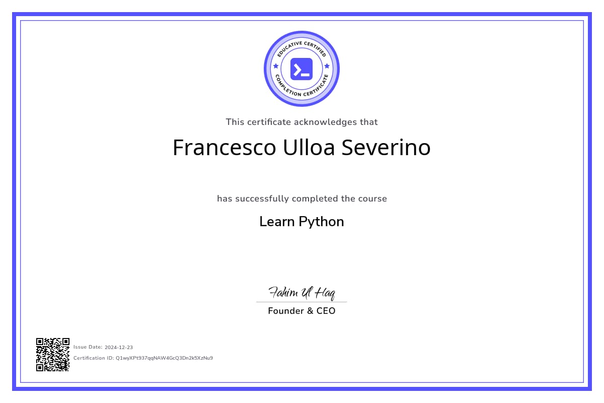 Course Certificate