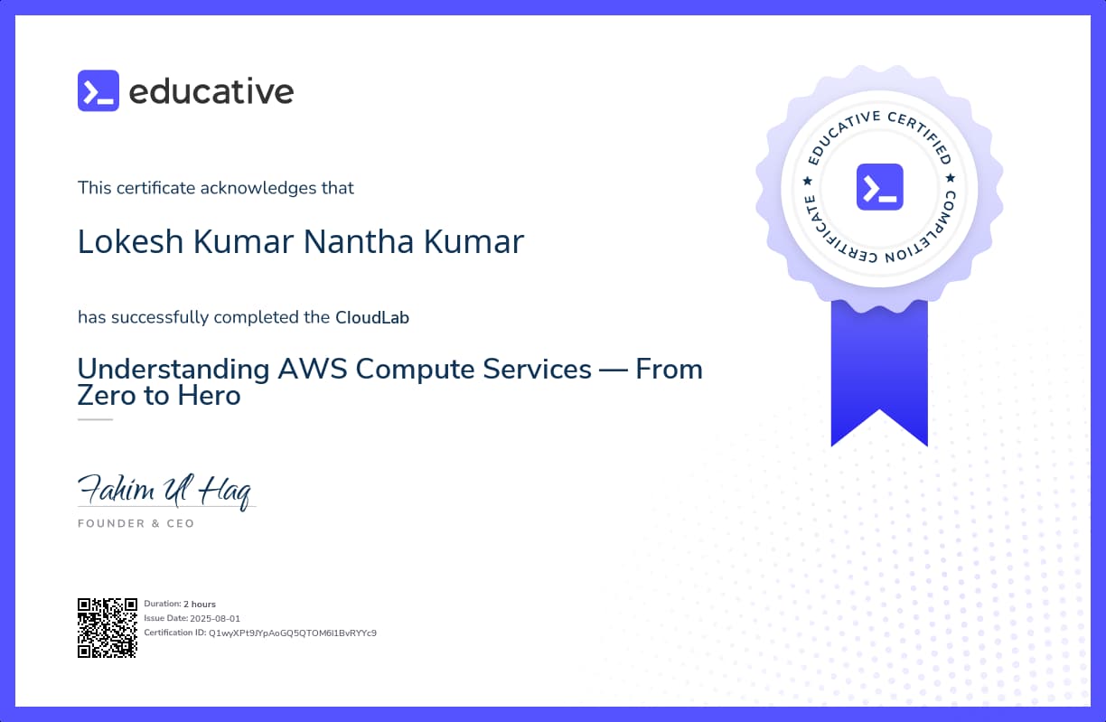 Cloud Lab Certificate