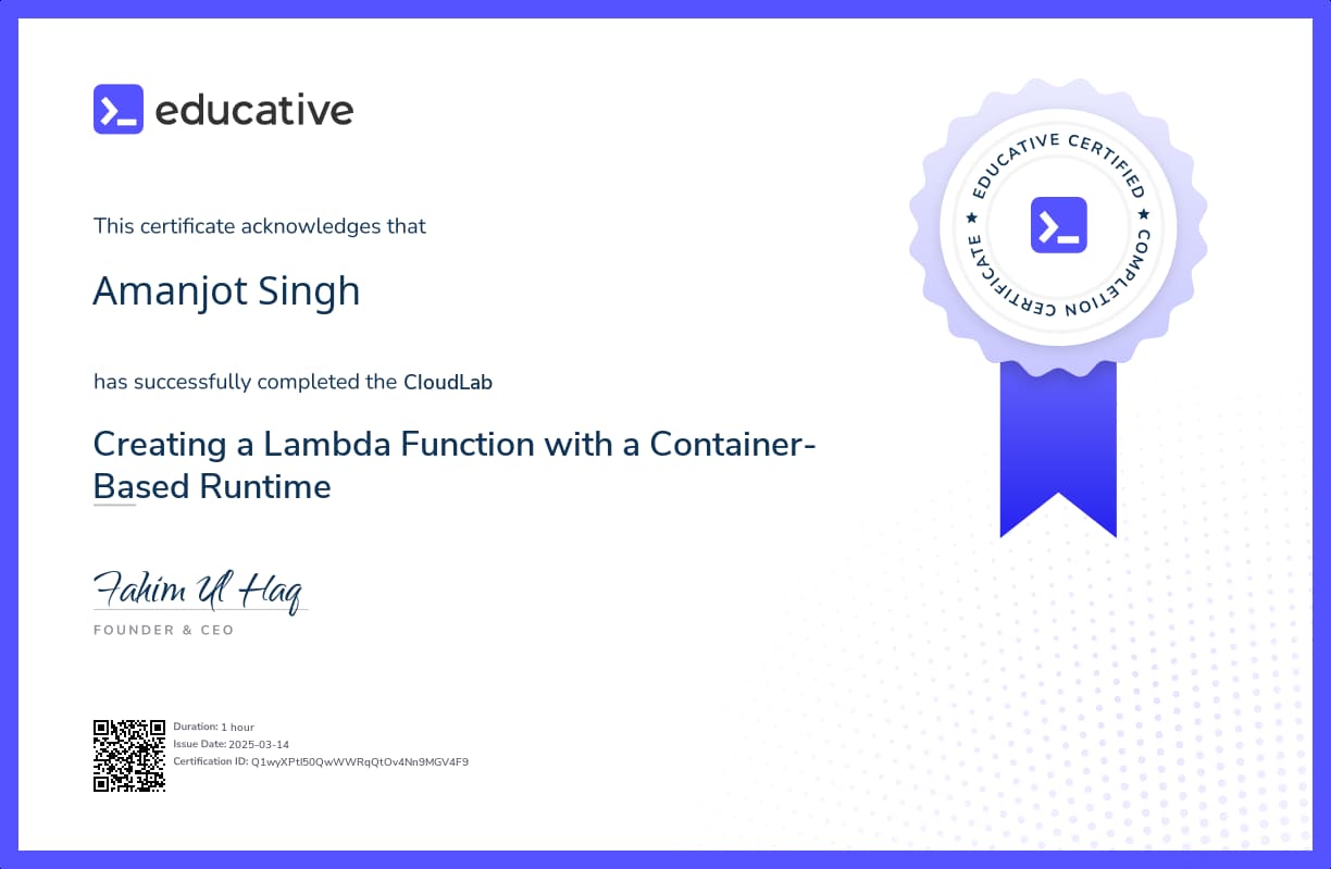 Cloud Lab Certificate