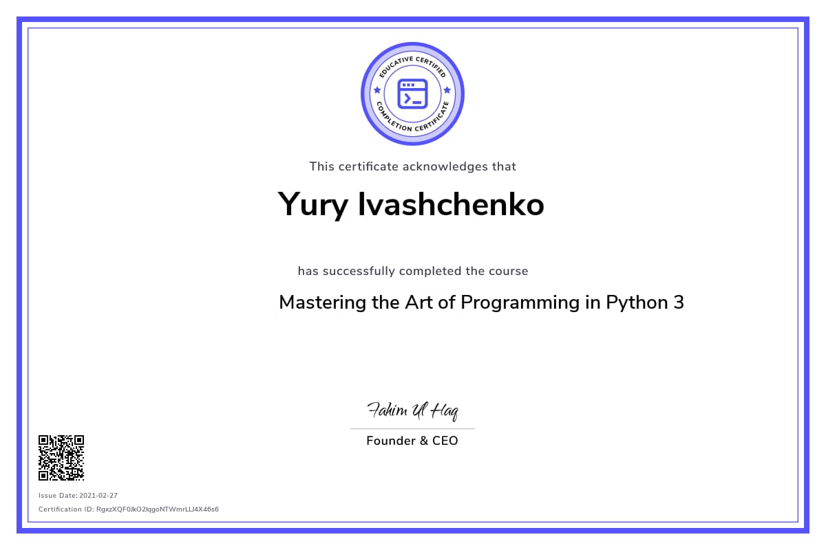 Personalized Path Certificate