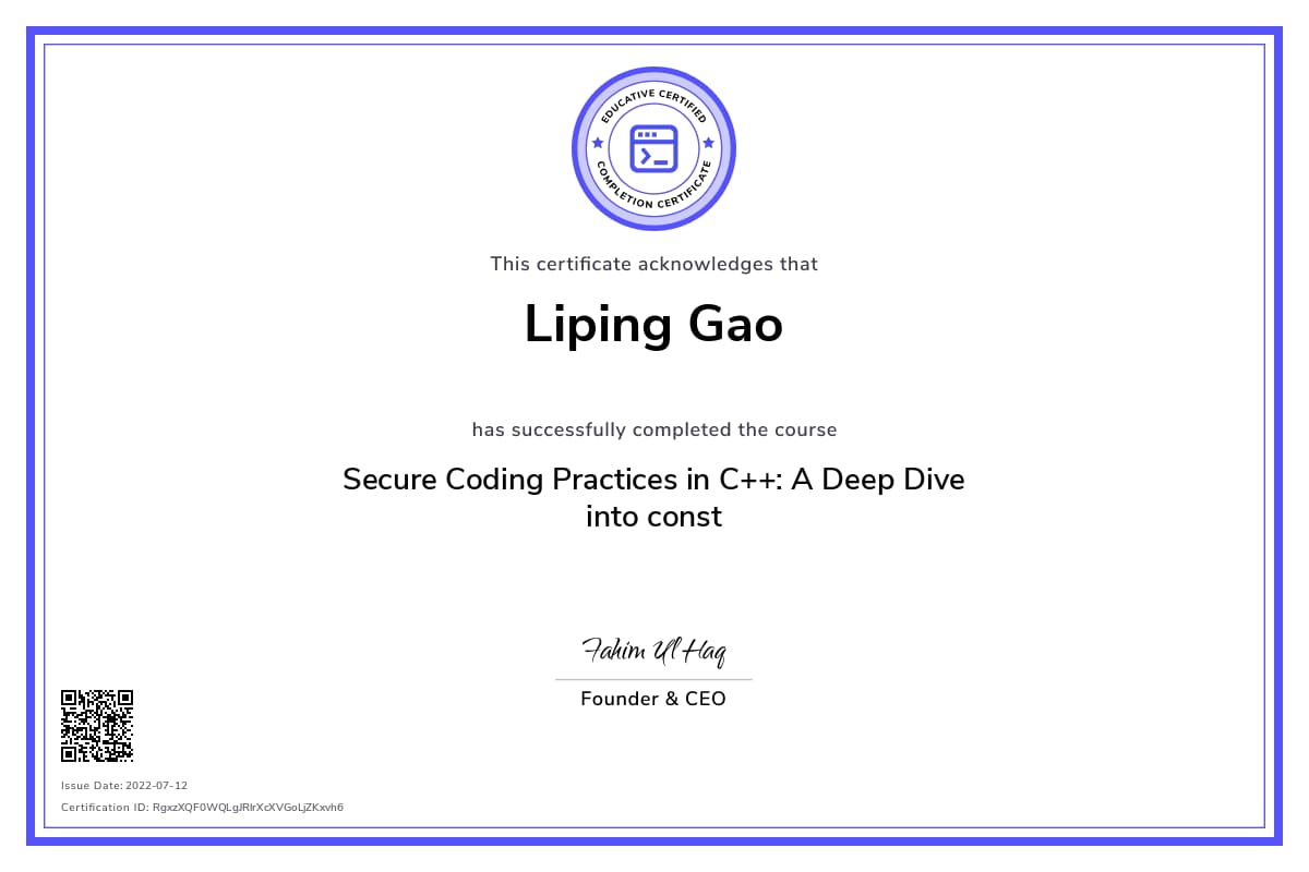 Personalized Path Certificate