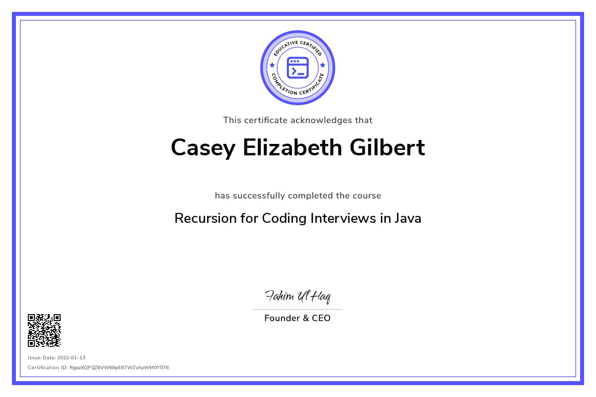 Personalized Path Certificate