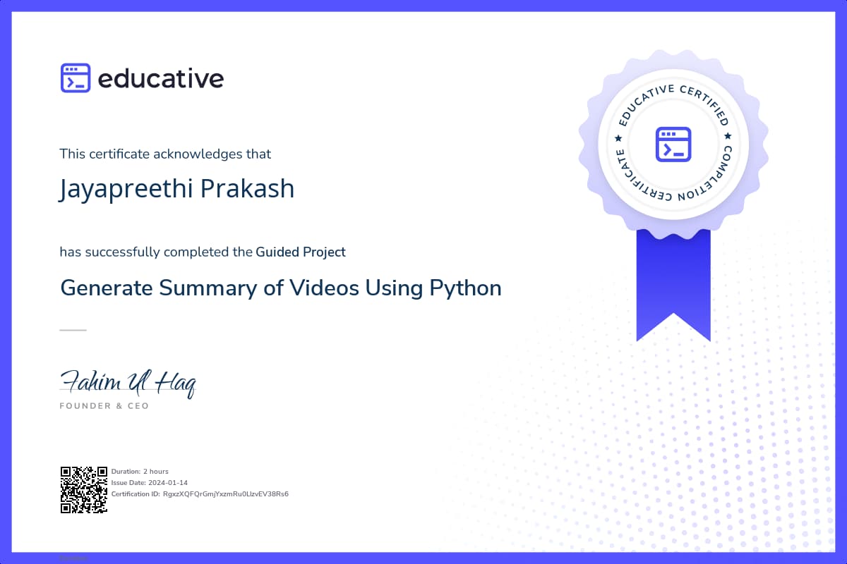 Project Certificate