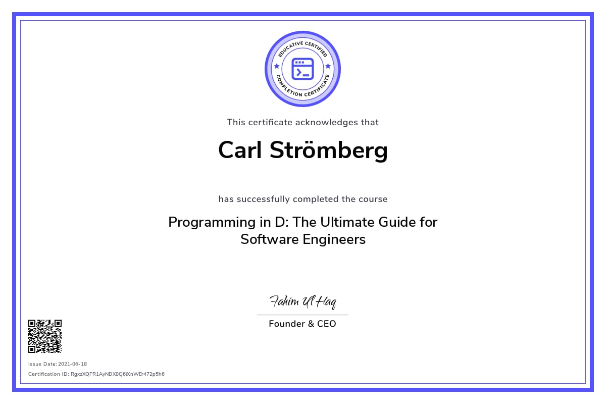 Personalized Path Certificate
