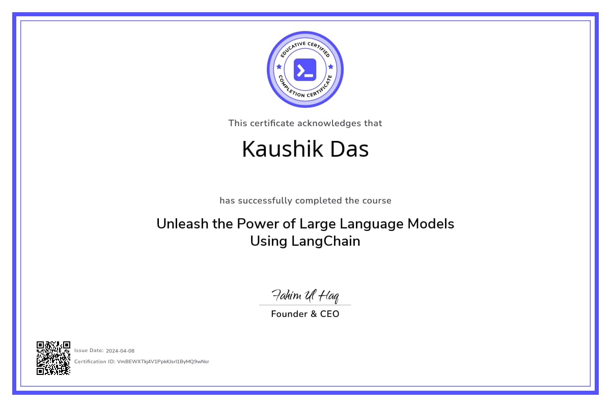 Course Certificate