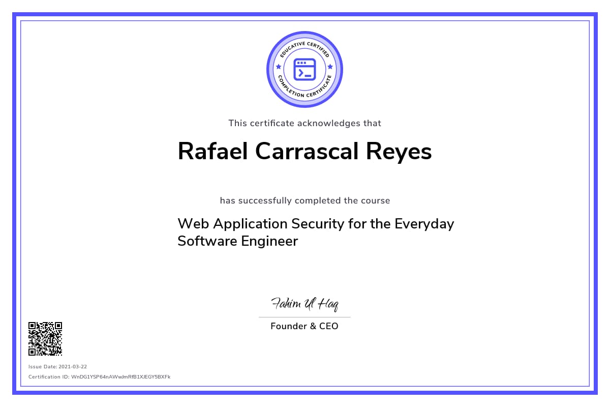 Personalized Path Certificate