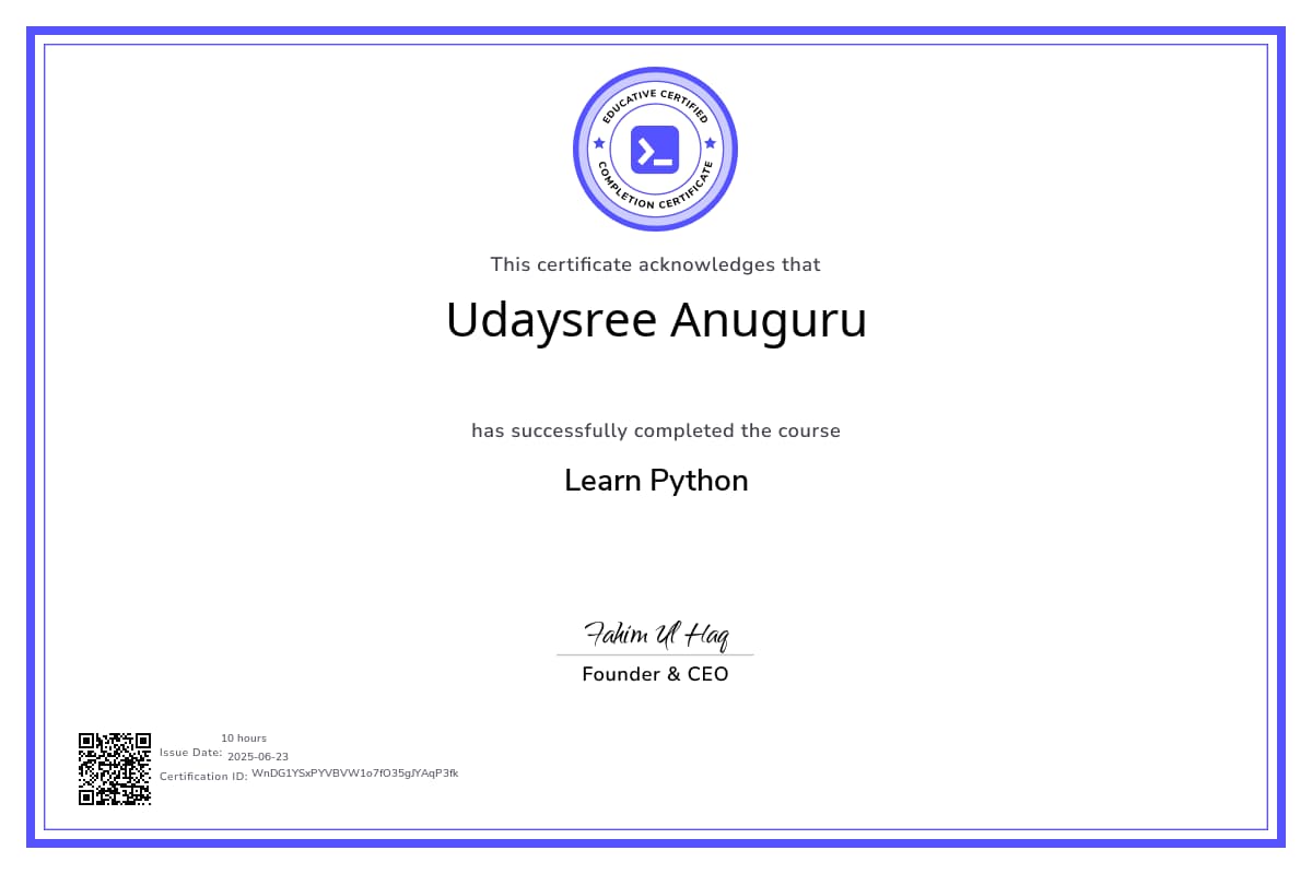Course Certificate