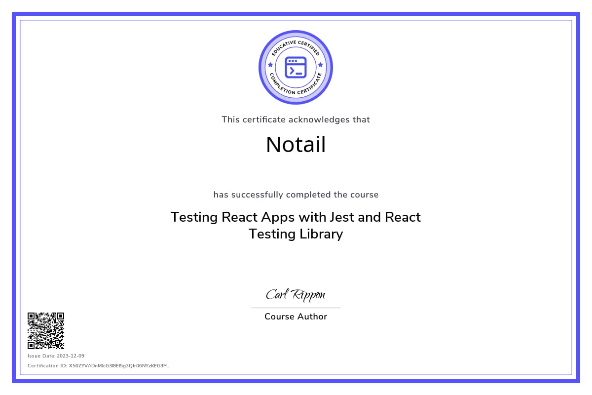 Course Certificate