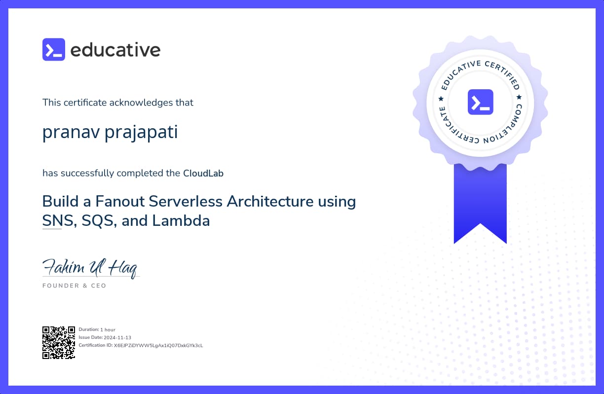 Cloud Lab Certificate