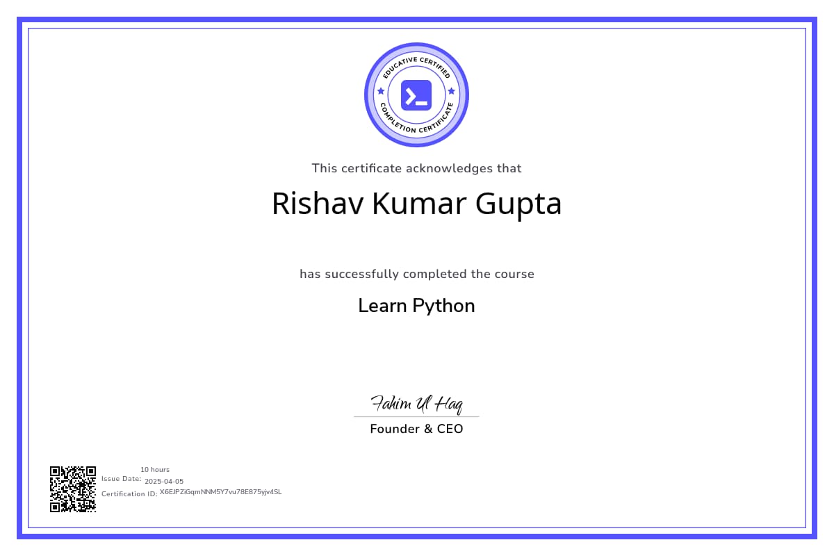 Course Certificate