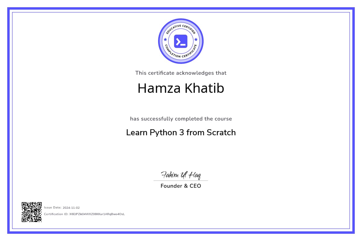 Course Certificate