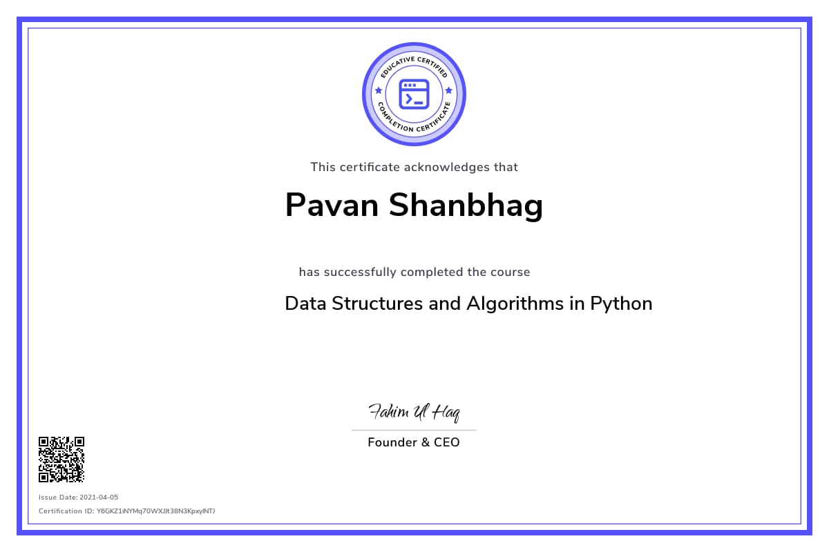 Personalized Path Certificate