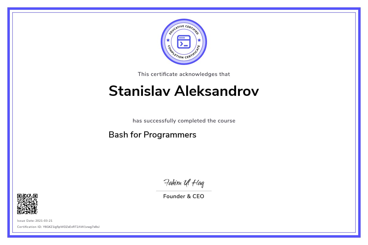 Personalized Path Certificate