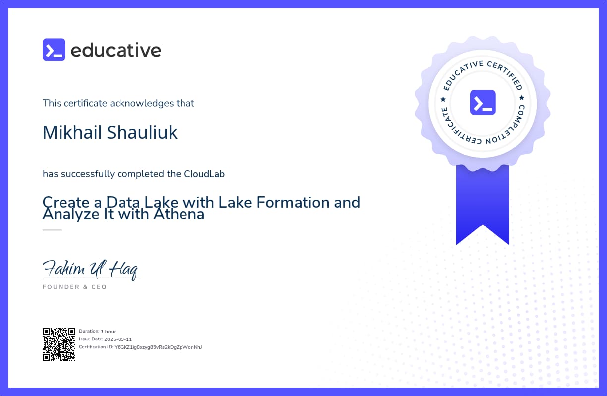 Cloud Lab Certificate