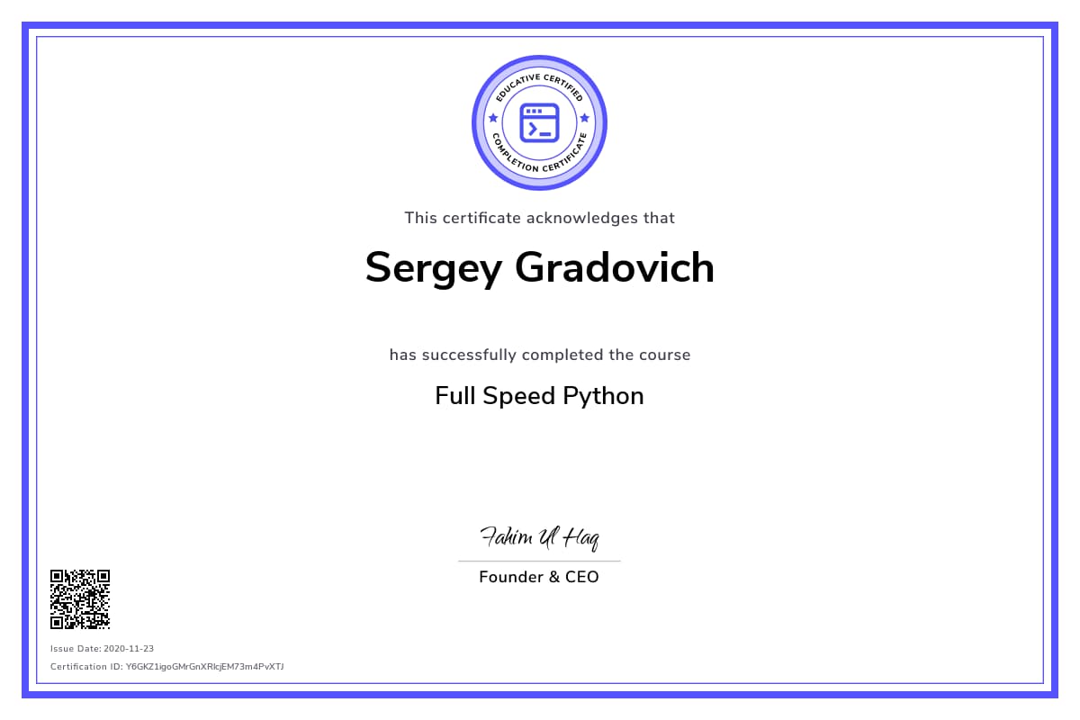 Personalized Path Certificate