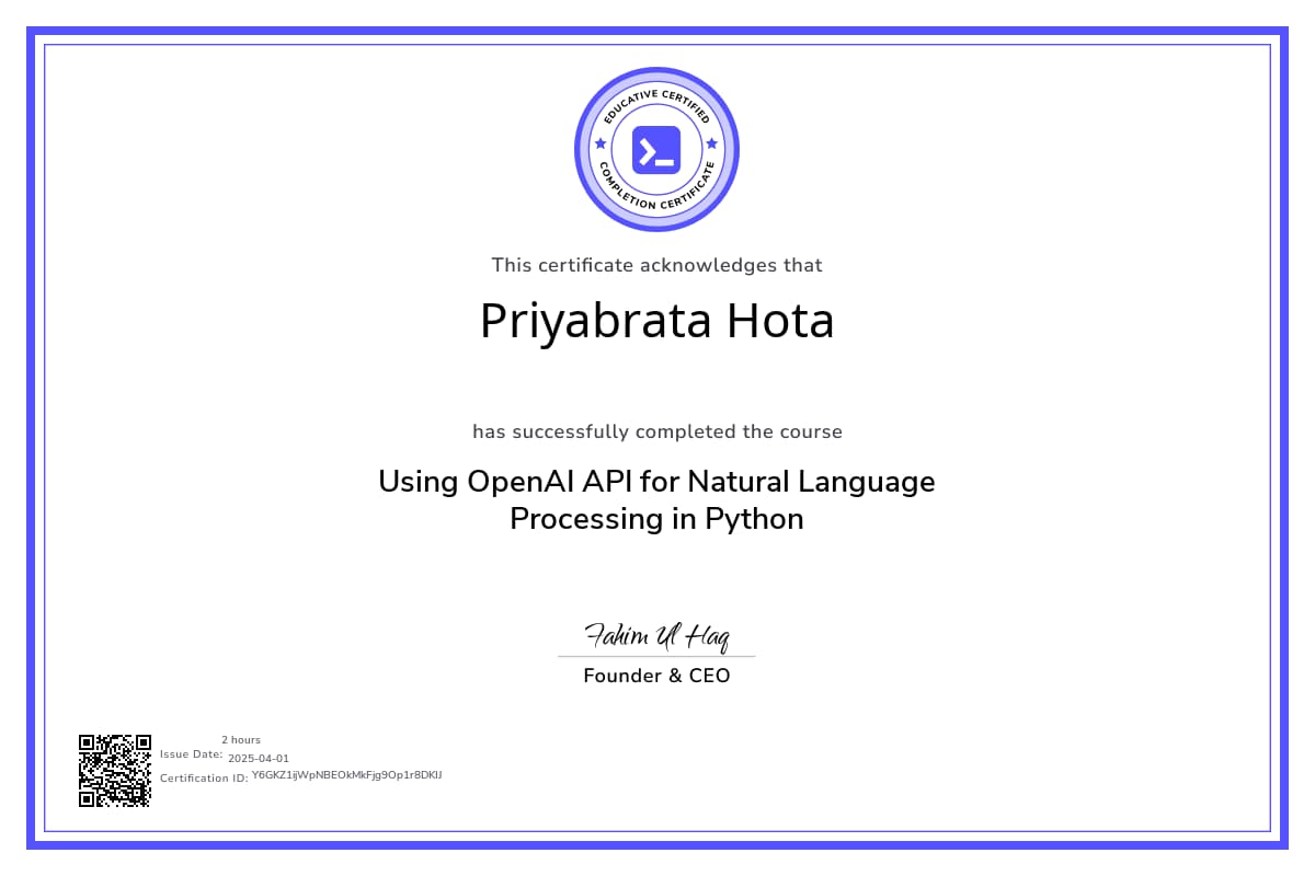 Course Certificate