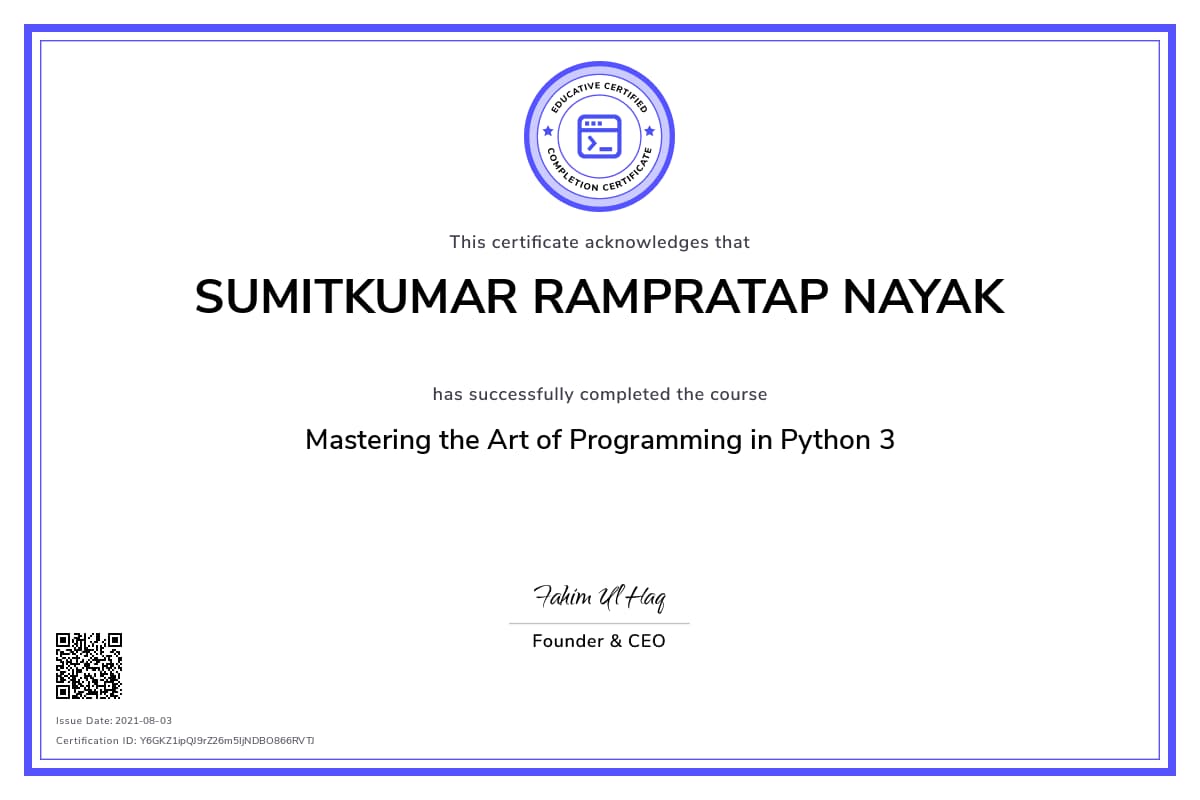 Personalized Path Certificate