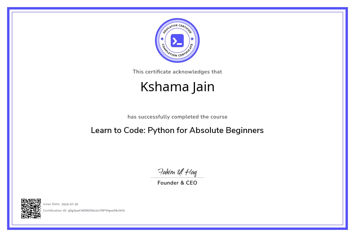 Course Certificate