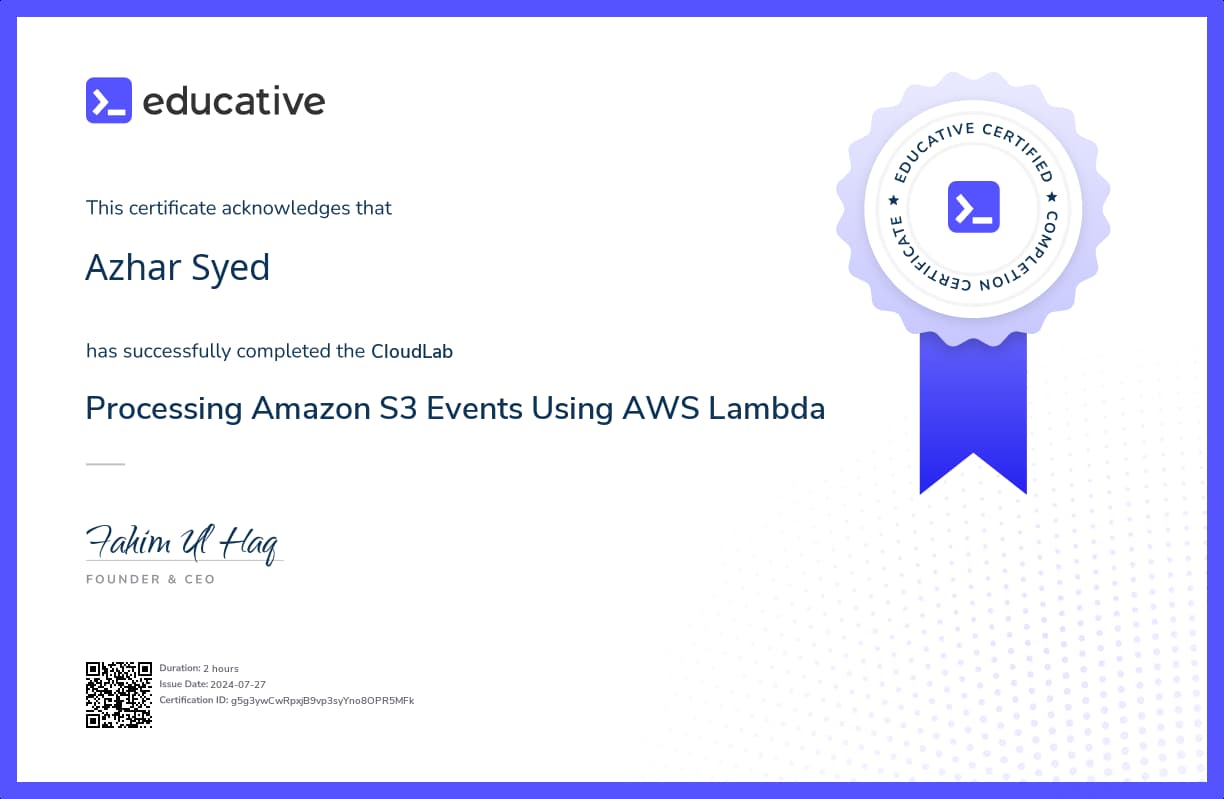 Cloud Lab Certificate