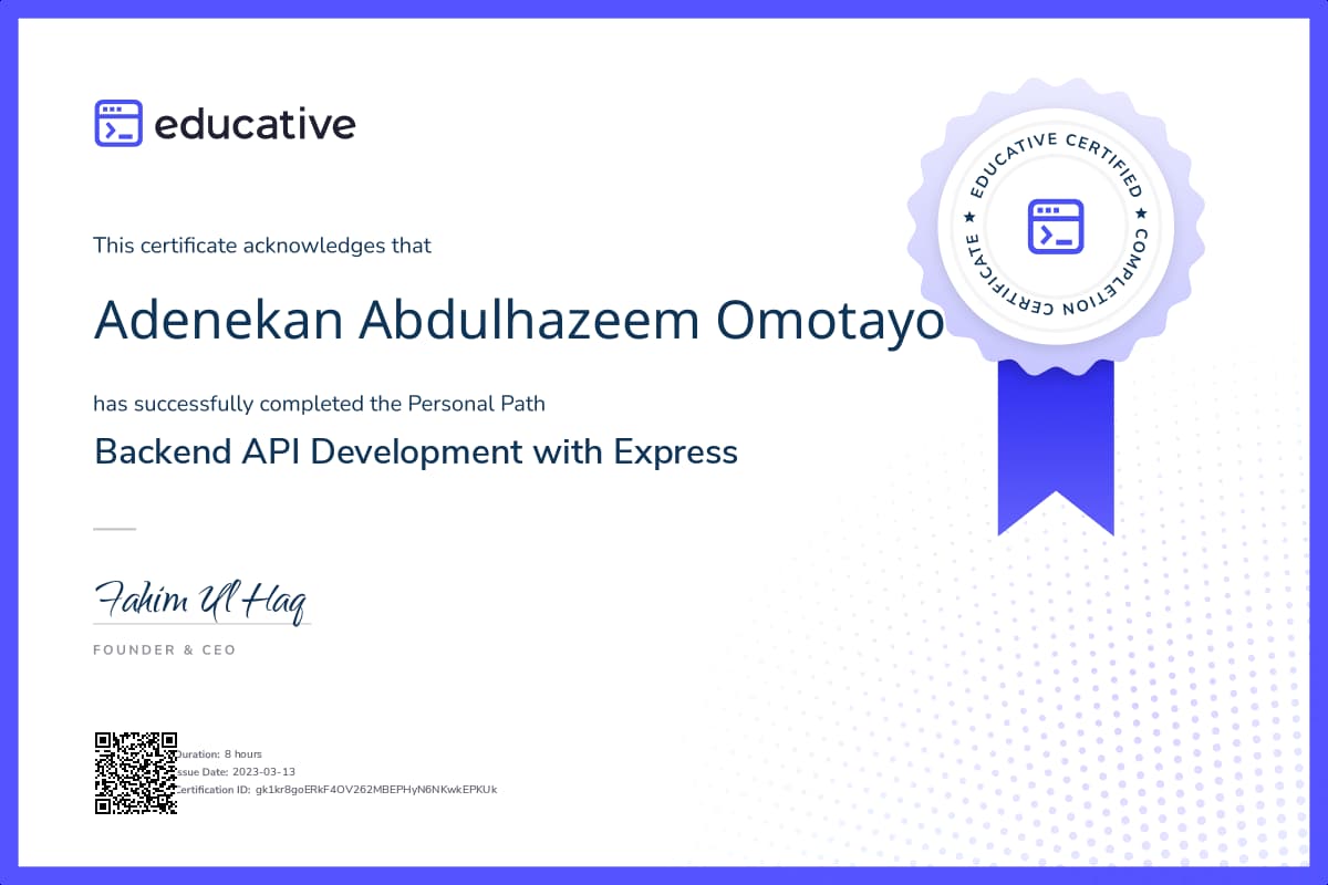 Personalized Path Certificate