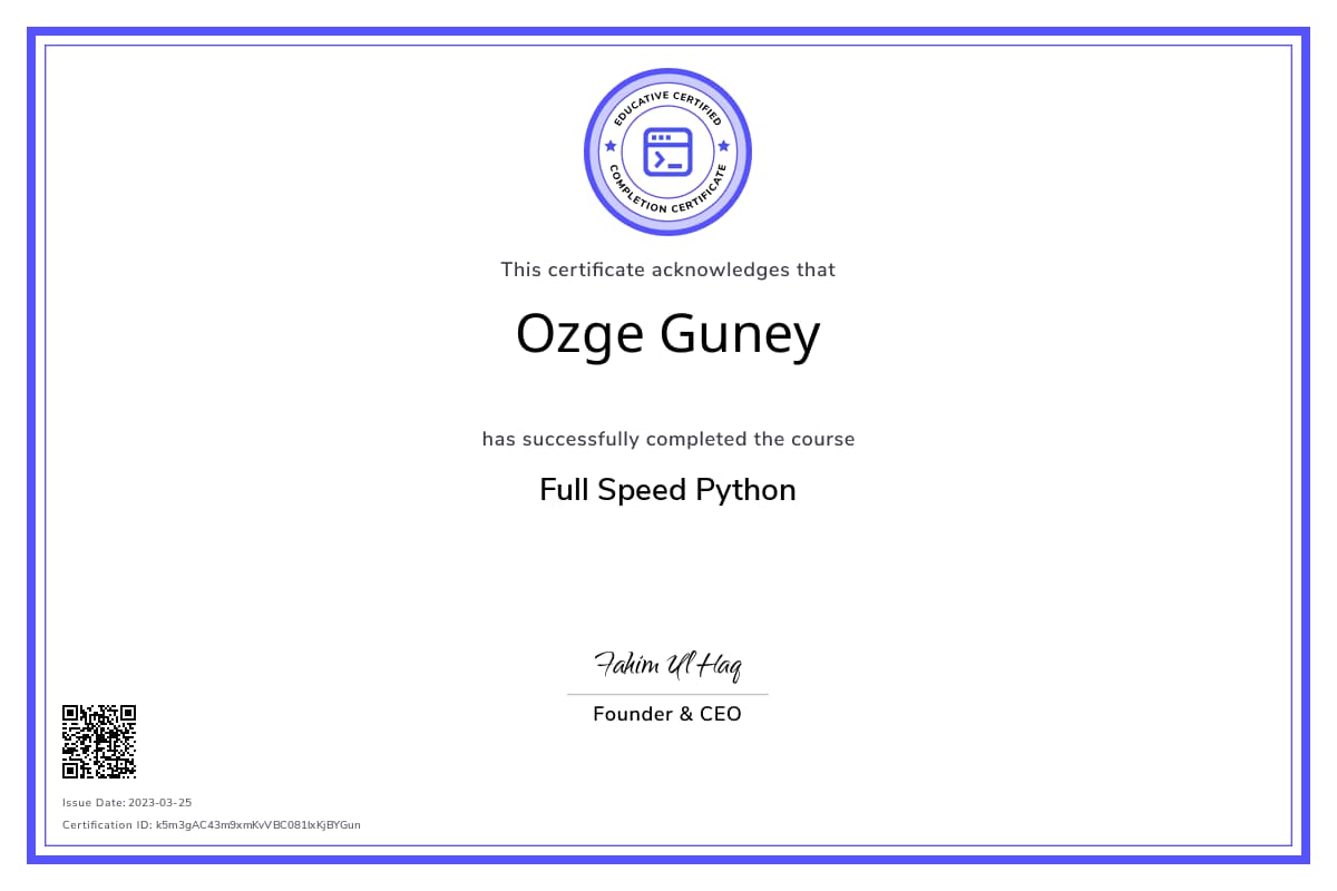 Course Certificate