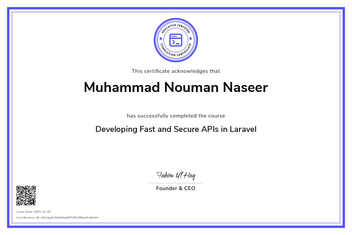 Personalized Path Certificate