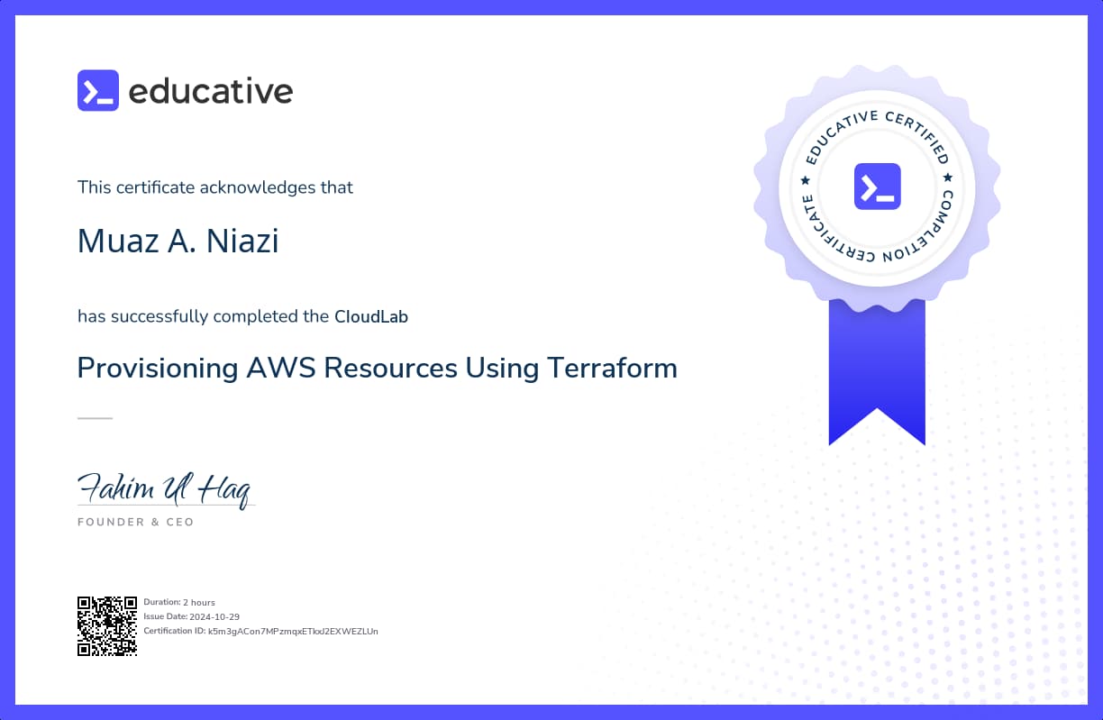 Cloud Lab Certificate