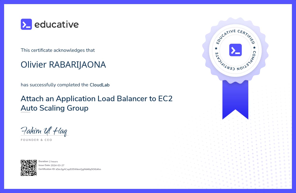 Cloud Lab Certificate